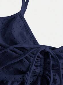SHEIN EZwear 海军蓝针织加大码女式前系带吊带背心 - 藏蓝色 - 查看 4