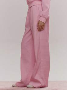 MUSERA Wide Leg Elasticated Waffle Trousers Cute Girly Sexy Spring Winter Going Out Daily Easter Sugar Swizzle - Pink - View 3