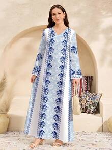 Tween Girls' V-Neck Floral Print Casual Loose Party & Outing Dress - Multicolor - View 6