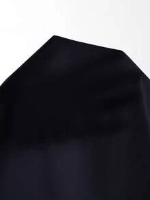 Firerie 女士优雅简约办公/通勤白色立领不对称肩部褶裥修身衬衫 - 藏蓝色 - 查看 7