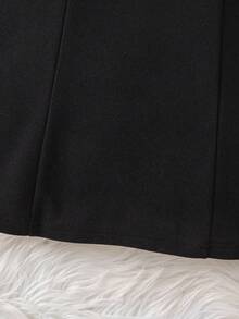 SHEIN Young Girls Off Shoulder Bow Decor Colorblock Elegant Dress - Black - View 6