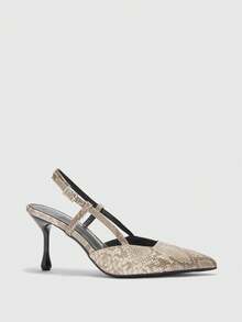 CUCCOO BIZCHIC 女士优雅蛇纹图案高跟鞋，适合圣诞节通勤穿着 - 淡杏色 - 查看 6