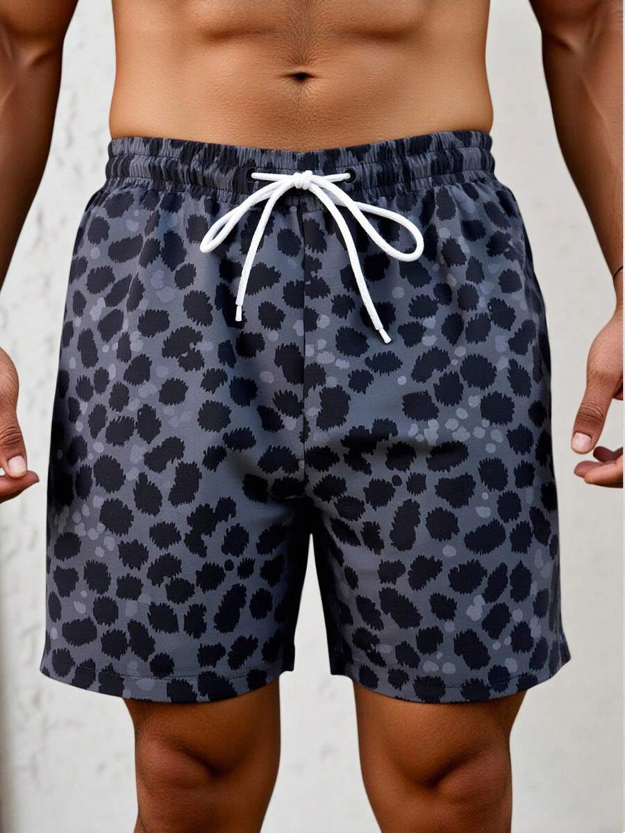 Surfspeed Men's Casual All-Over Print Beach Shorts - Black - View 1