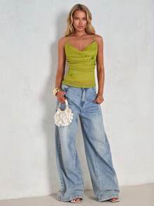 Glamine Women's Sexy Chiffon Embroidered Sequin Floral Camisole - Green - View 4