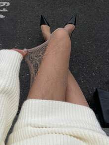 DAZY Women's Fashionable Sexy Lace Leggings - Apricot - View 5