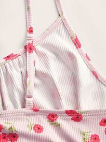 SHEIN EZwear Đầm ngắn ôm sát màu hồng gợi cảm với dây đeo mảnh, thích hợp cho mùa hè. - Hồng - Xem 4