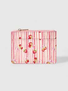 ROMWE Kawaii Pink And White Striped Bow Strawberry Card Pack - Pink white - View 1