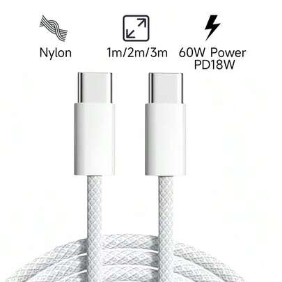 Teckwe Cáp sạc nhanh Type-C sang Type-C 1m/2m/3m, cáp USB C sang USB C, tương thích với iPhone 17/16/15/Pro/Pro Max/iPad, tương thích với Samsung, dây sạc điện thoại Android | Bện nylon bền bỉ và chắc chắn