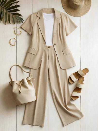 Franclia 女士时尚休闲仿口袋套装