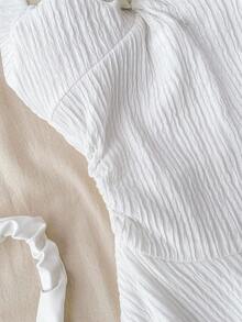 SHEIN Đầm ôm sát không tay dệt jacquard dành cho thiếu nữ - trắng - Xem 4