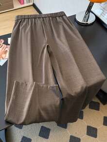 GlowEve CURVE Pantalones anchos plisados de colores variados de estilo casual - Café integral - Ver 3
