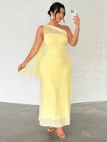 Firerie Đầm maxi ôm sát cơ thể kiểu dáng thanh lịch, lãng mạn, gợi cảm dành cho nữ cỡ lớn, thích hợp cho các bữa tiệc, kỳ nghỉ biển, đi học, hẹn hò lãng mạn, mùa cưới, sinh nhật, lễ Phục sinh, mùa xuân/hè. - Màu vàng - Xem 6