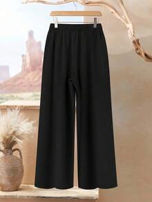 Rusticease 大码女式几何花卉印花两件套休闲装，宽松长袖上衣和裤子，适合秋冬季 - 黑色 - 查看 5