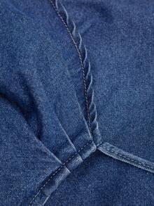 GlowEve 女士时尚休闲系带无袖牛仔上衣 - 藍色 - 查看 4