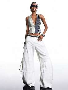 LYSMO 2026 极简主义春季派对时尚性感撞色系带露背吊带背心/系带拼接上衣/夏季/圣诞节/新年/感恩节/派对上衣/毕业季/时尚女装衬衫/时尚/2000年代/Y2K上衣 - 彩色 - 查看 6