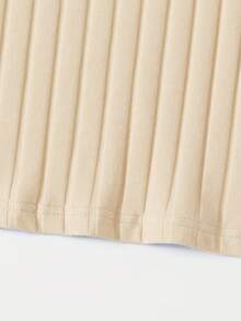 SHEIN Essnce Solid Color Ribbed Knit Sleeveless Scoop Neck Dress - Beige - View 5