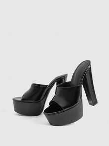 CUCCOO LuxiPop Giày cao gót đế dày mũi tròn dành cho nữ, chất liệu da PU, chống thấm nước, thời trang và thoải mái, thích hợp mang hàng ngày hoặc dự tiệc. - màu đen - Xem 5