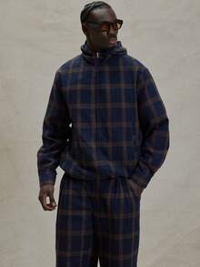 Musero Oversized Checkered Long Sleeve Hoodied Bungee Cord Jacket Flannel Top Winter Essentials - Multicolor - View 6