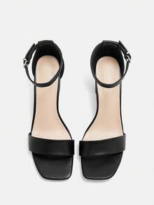 CUCCOO CURVES Women Shoes Wide Fit Square Toe Thick Heel Black Ankle Strap Stylish Sexy Comfortable Commuter Women High Heel Sandals Plus Size Valentine's Day - Quiet Night - View 10