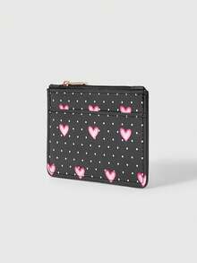 ROMWE Kawaii 黑色波点粉色爱心卡片袋 - 黑色波點 - 查看 2