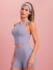 GLOWMODE FeatherFit™ 热身吸汗弹力防滑头带，适用于瑜伽、普拉提、健身房锻炼、日常运动。 - 古丁紫 - 查看 7