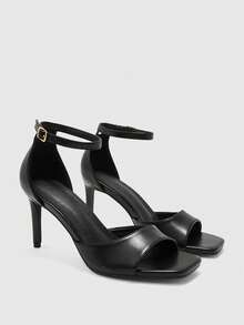 CUCCOO BIZCHIC Women's Buckle Design Fashion Daily Wear High Heel Sandals - Black - View 7