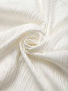 Franclia 女士V领单排扣荷叶边下摆无袖休闲/工作/约会/日常穿着上衣，优雅百搭 - 白色 - 查看 3