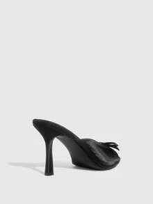 CUCCOO SZL 白色水晶装饰蝴蝶结绑带高跟凉鞋，优雅休闲派对约会婚礼场合女鞋 - 黑色色丁 - 查看 8