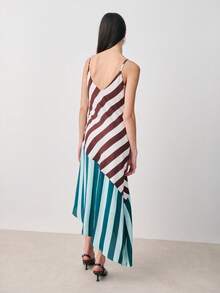 Nöista Sleeveless Strappy Dress Features Bold Diagonal Stripes. With A Flattering Asymmetrical Hem . With Adjustables Staps On Back. Spring, Summer, Women. - Multicolor - View 2