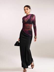 plantica Casual Sexy Urban Chic Minimalist Fashion Women's Black Long Sleeve Fitted Semi-Sheer Mesh Floral Print Blouse, Suitable For Outings, Travel, Dates, Parties, Holidays, Valentine's Day, Spring/Summer,Going Out,Sexy, Elegant,, Wedding Guest, Music Festival, Musician, Night Club - Black - View 7