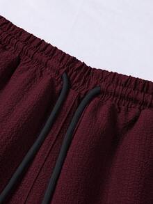 Manfinity RSRT Men's Casual Vacation Short Sleeve Shirt Set - Burgundy - View 7