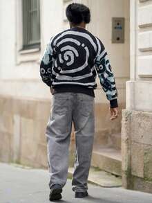 Heavens Edit 高端简约百搭直筒洗水牛仔裤，抽绳松紧腰休闲裤，四季皆宜 - 深灰色 - 查看 2