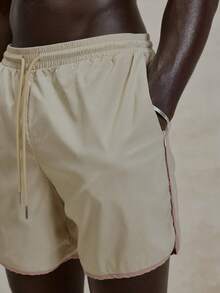 Musero Contrast Hem Basic Style Elasticated Drawstring Waistband Swim Shorts Spring Summer Essentials Swimwear PoolSide Beachy Holiday - Multicolor - View 6