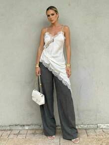 Anewsta Casual Women's Pear-Shaped Figure Flared Leg Dark Grey Pants, Suitable For Spring And Autumn - Dark Grey - View 4