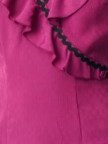 Nöista Sleeveless Top Features A V-Neckline Adorned With A Ruffled Trim Edged In Black. Spring, Summer, Easter. - Purple - View 6