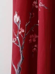 GlowEve CURVE 大码印花复古优雅荷叶边半身裙 - 紅色 - 查看 4