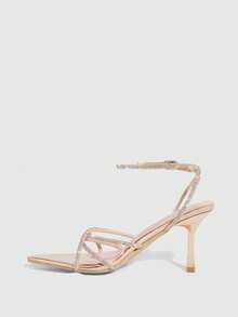 CUCCOO SZL Women's Pointed Toe Rhinestone Buckle Design Elegant High Heel Sandals - Rose Gold - View 9