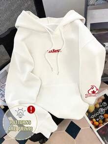 Manfinity Dauomo 男士落肩长袖休闲连帽宽松套头卫衣 - 白色 - 查看 2