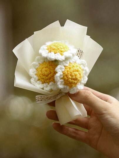 1件/2件创意针织绒球雏菊花束是生日、情人节和返校季的完美装饰礼物。
