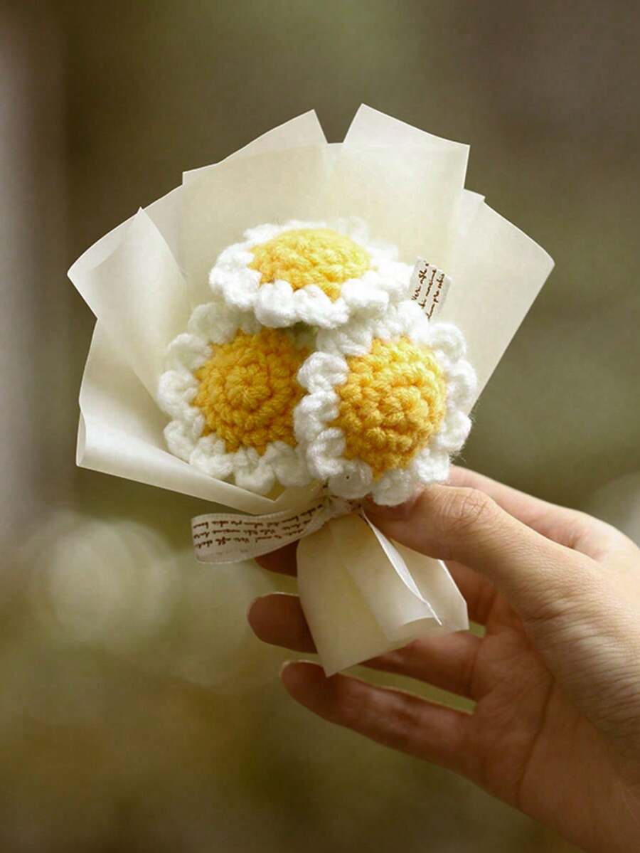 1pc/2pcs Creatively Knitted Pom-Pom Daisy Bouquet Is The Perfect Decorative Gift For Birthdays, Valentine's Day, And The Back-To-School Season. - Multicolor - View 1