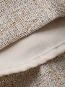 DAZY Elegant Women's Mid-Length Dress With High Collar And Ruffle Hem Waist Decor Wedding Guest Dress - Apricot - View 8