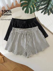 CosyJoli 大码女式抽绳腰全弹力休闲夏季短裤 - 彩色 - 查看 13