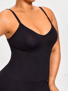 SHAPORA Plus Size Women Solid Color Camisole Bodycon Dress - Black - View 8