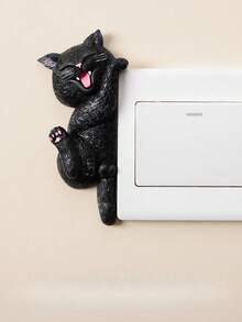 Cute Pet Simulation Cat 3D Resin Double Switch & Socket Panel Sticker, Wall Defect Concealing Decorative Decal For Home Use - Multicolor - View 10