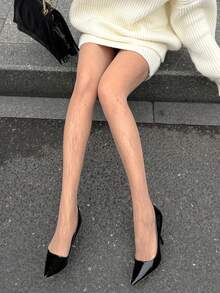 DAZY Women's Fashionable Sexy Lace Leggings - Apricot - View 1