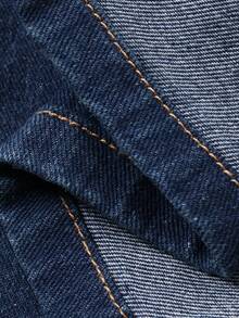 DAZY Women's Summer Halter Neck Sleeveless Long Denim Wash Bodycon Slit Dress - Dark Wash - View 7