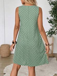 EMERY ROSE Đầm ngắn chấm bi nữ kiểu dáng thường ngày, thích hợp cho mùa hè. - màu xanh lá - Xem 2