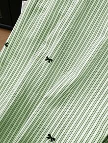 GlowEve CURVE 大码女式休闲条纹蝴蝶结宽松裤 - 墨綠色 - 查看 3