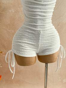 Soleia 女士复古渐变印花网纱金属装饰层叠荷叶边深V领连体裤，性感显瘦时尚，适合派对、约会、情人节、狂欢节、复活节、西部牛仔风、邮轮旅行、假日、海滩、音乐节、波西米亚风度假等场合，四季皆宜。 - 白色 - 查看 5