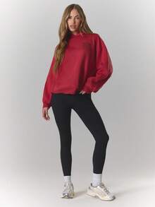 MUSERA Sudadera con capucha de corte holgado y relajado con estampado gráfico "Primavera" para primavera y verano, casual y bonita para vacaciones - Rojo - Ver 2